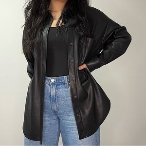 PLENTY - Black faux leather button-up